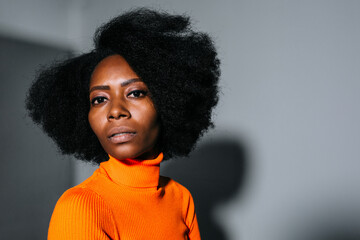 Confident black woman with Afro hairstyle