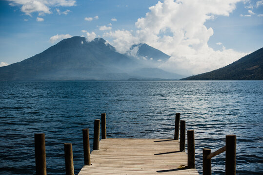Guatemala lake view with dock