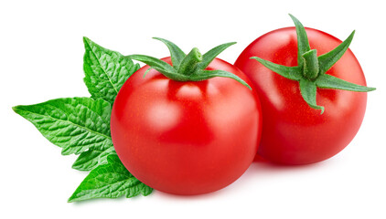 Tomato isolated. Tomato on white. Tomato clipping path. Full depth of field.