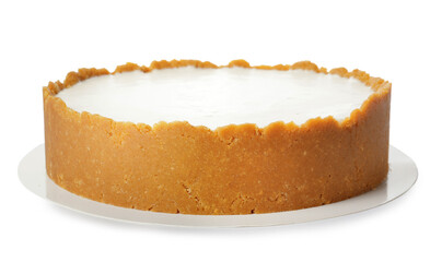 Tasty cheesecake on white background