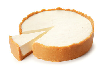 Tasty cheesecake on white background - obrazy, fototapety, plakaty