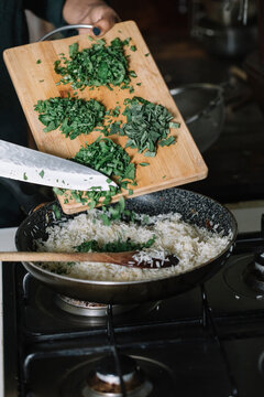 Anonymous Woman Cooking Vegetable Filling For Handmade Dolmadakia