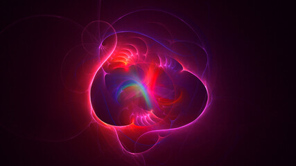 3D rendering abstract multicolor fractal light background