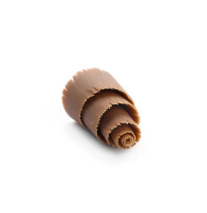Delicious chocolate curl on white background
