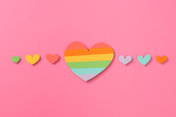 LGBT concept - heart shape in lgbtq flag colors.