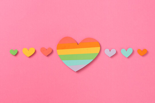 LGBT concept - heart shape in lgbtq flag colors.
