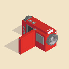 An old manual camera in an isometric projection for home use. Illustration for apps and games.	