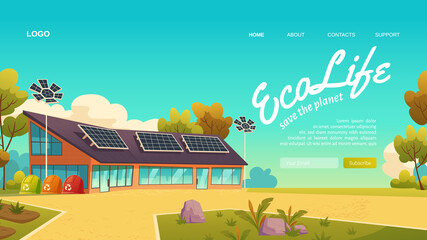 Eco life cartoon landing page, save the planet ,