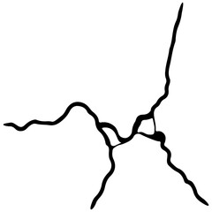Kintsugi crack. Earthquake and ground cracks, hole effect, craquelure and damaged texture. Vector illustrations can be used for kintsugi decorations, topics earthquake, crash, destruction.