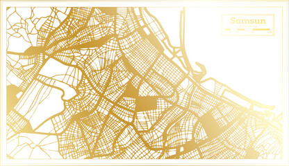 Samsun Turkey City Map in Retro Style in Golden Color. Outline Map.
