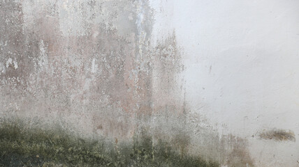 Dirty white wall cause of weather. Grunge background.