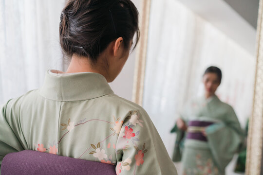 portrait of Asian woman wearing kimono