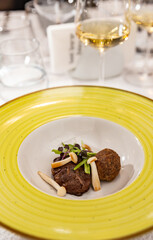 Matzo balls with crunchy pea pods