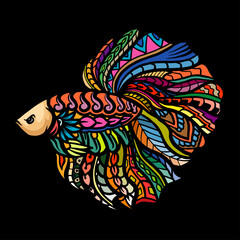 Zentangle arts of betta fish mascot. esport logo design