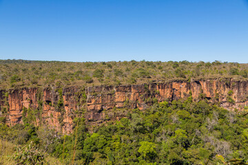 Amazing Landscape with blue sky in the Chapada dos Guimaraes Nationalpark close to Veu da Noiva in Mato Grosso, Brazil