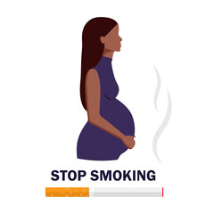 Illustration of black pregnant woman poster stop smoking