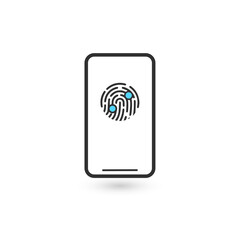 fingerprint icon on smartphone screen. Touch id icon. linear flat trend modern simple logo graphic art design ui element 