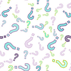 Quiz seamless pattern. Question marks, doubt, faq