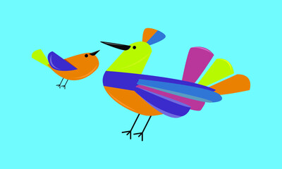 Pastel color ilustration of two birds