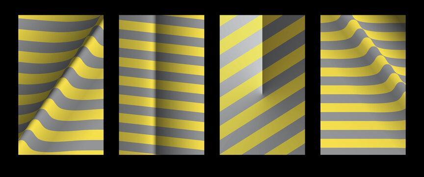 Trendy Yellow and Gray colors in striped pattern. Optical illusion background like zebra skin.