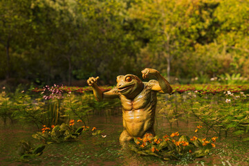 Fantasy human-like frog in pond