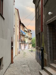 A narrow street in the city