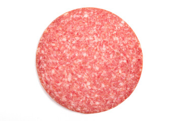 Slice of smoked sausage salami