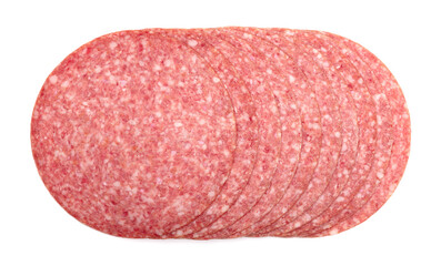Slices of smoked sausage salami