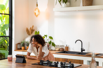 Woman on a video call talking with her mom