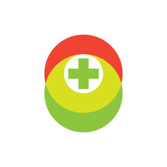 Obraz premium Green and Red crescent with plus logo design vector