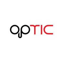 OPTIC letter with Eyeglass logo design vector