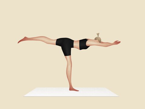 Woman in yoga position. Stretching and relaxation. concept of active and healthy lifestyle.