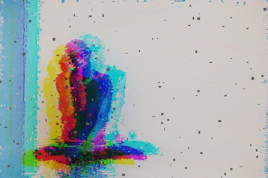 Glitch portrait of skateboarder