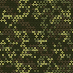 Camouflage seamless pattern. Digital camo. Hexagonal abstract pattern. Print on fabric on clothes. Vector illustration