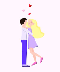 A couple in love. A guy and a girl. A young family. Hearts