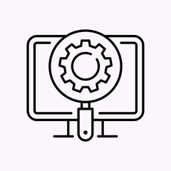 Settings line icon on white background. Vector illustration.