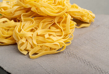 Homemade Egg Pasta Tagliatelle, Raw Nest Noodles