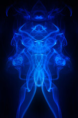 Blue smoke motion on black background.