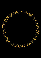Gradient Anniversary Foil Texture. Metallic Confetti Background. Yellow Circle Bright Illustration. Shiny Dot Frame. Gold Birthday Design.