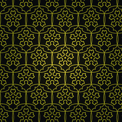 oriental pattern design black and gold, luxury arabic or islamic ornament abstarct wallpaper