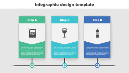 Set Paper package for milk, Irish coffee and Bottle water. Business infographic template. Vector