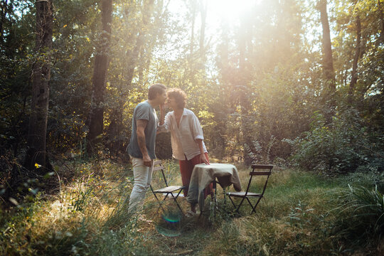 Love Copule Kissing in Forest