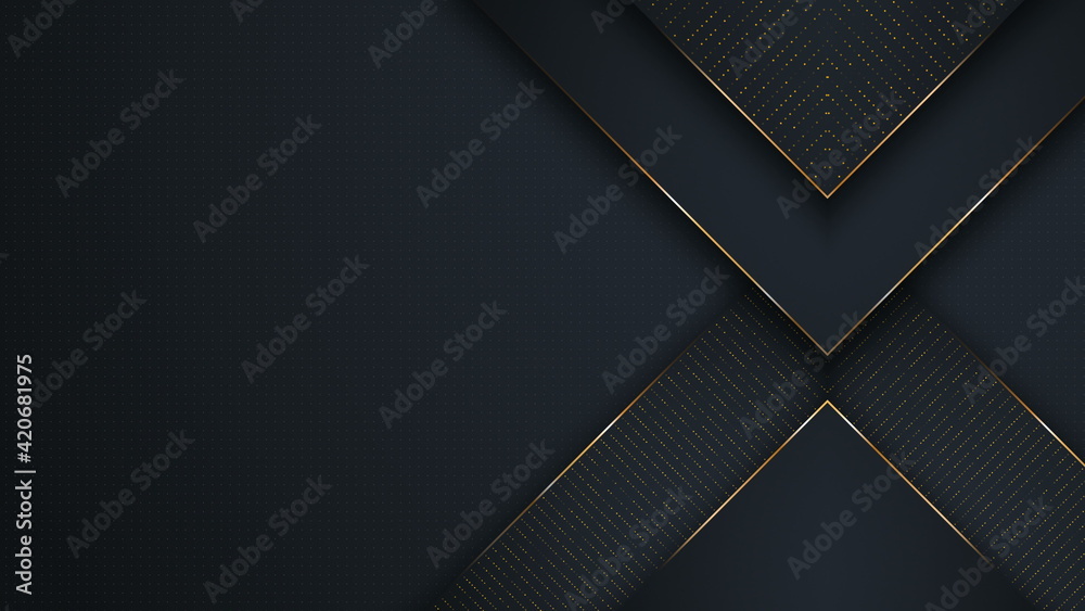 Aufkleber abstract luxury background. polygonal pattern. black and gold lines. seamless loop computer generate