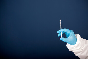 Herd immunity in community, doctor with vaccine.