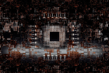 Detail of surreal computer cpu.