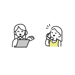 オペレーターとエプロンをつけた人イラスト素材