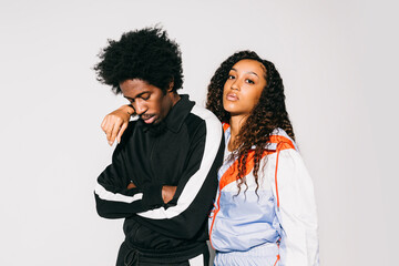 Stylish black couple in studio