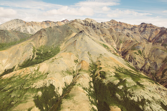 Flying over mountains in Kluane National Park, Yukon, Canada