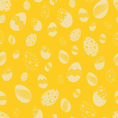 Vector seamless pattern with ornamental easter eggs. Easter yellow holiday background for printing on fabric, paper for scrapbooking, gift wrap and wallpapers.