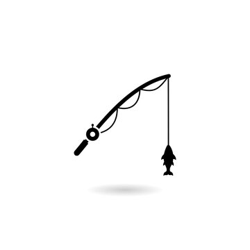 recommend clip art: Simple fishing icon with shadow
